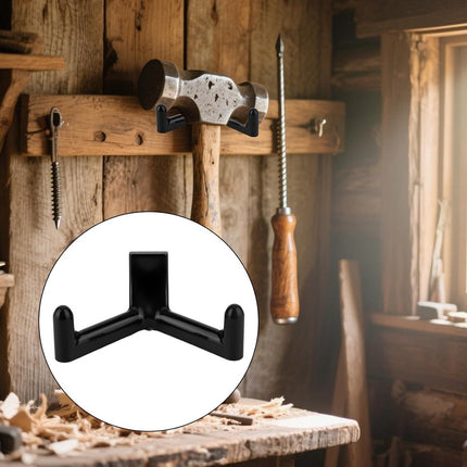 Allecto plus - Tool Hooks for Garden Hanger - Storage Accessories for Garden Tools - 3 Pieces Black - for Shovels and Rakes.