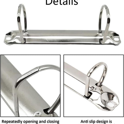 5 pieces D-shaped metal clip ring binder mechanism - set of 2 ring binders for papers, textbook, documents - school supplies - storage accessories.