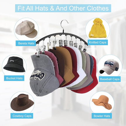 2 pieces - Hat rack - clothes rack - sock clip - hat rack for the wardrobe - storage accessories - suitable for drying clothes, socks and hats - black - 37*23 cm.