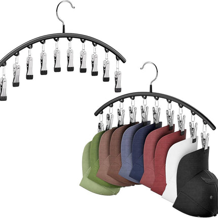 2 pieces - Hat rack - clothes rack - sock clip - hat rack for the wardrobe - storage accessories - suitable for drying clothes, socks and hats - black - 37*23 cm.