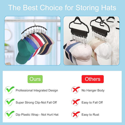 2 pieces - Hat rack - clothes rack - sock clip - hat rack for the wardrobe - storage accessories - suitable for drying clothes, socks and hats - black - 37*23 cm.