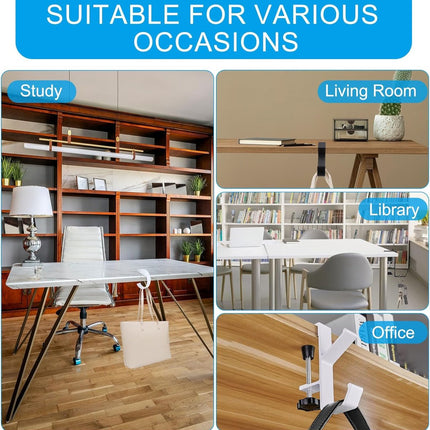 4 pieces - Hooks - Desk hooks - Backpack hooks - Storage accessories - No drilling required - Suitable for desks, bedrooms, study rooms, and living rooms - White - 4.8*2*10 cm.