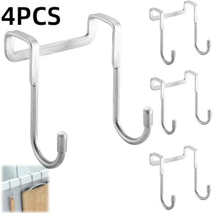 4 pieces - Hooks - Cabinet door hooks - S-shaped hooks - Storage hooks - Storage accessories - Suitable for kitchens, bathrooms, cabinets, nightstands - Silver - 6.5*2.5*7.5 cm.