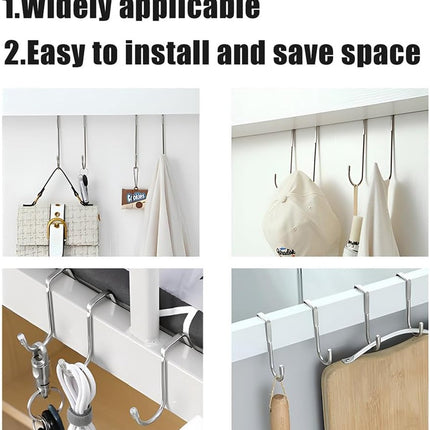 4 pieces - Hooks - Cabinet door hooks - S-shaped hooks - Storage hooks - Storage accessories - Suitable for kitchens, bathrooms, cabinets, nightstands - Silver - 6.5*2.5*7.5 cm.