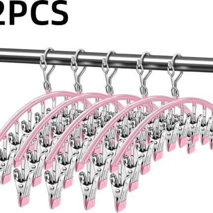 2 pieces - Clothes rack - sock clips - clothes hangers - storage accessories - suitable for drying socks and underwear - pink - 41*24.5 cm.