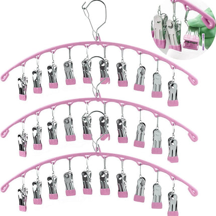 2 pieces - Clothes rack - sock clips - clothes hangers - storage accessories - suitable for drying socks and underwear - pink - 41*24.5 cm.