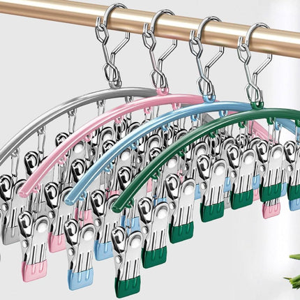 2 pieces - Clothes rack - sock clips - clothes hangers - storage accessories - suitable for drying socks and underwear - pink - 41*24.5 cm.