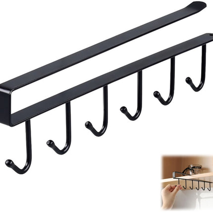 Storage rack - hooks - multifunctional hooks - nail-free hooks - storage accessories - suitable for cabinets, wardrobes and kitchen storage - black - 26.5*7.5 cm - shelf thickness less than 2.7 cm