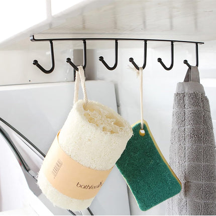 Storage rack - hooks - multifunctional hooks - nail-free hooks - storage accessories - suitable for cabinets, wardrobes and kitchen storage - black - 26.5*7.5 cm - shelf thickness less than 2.7 cm.