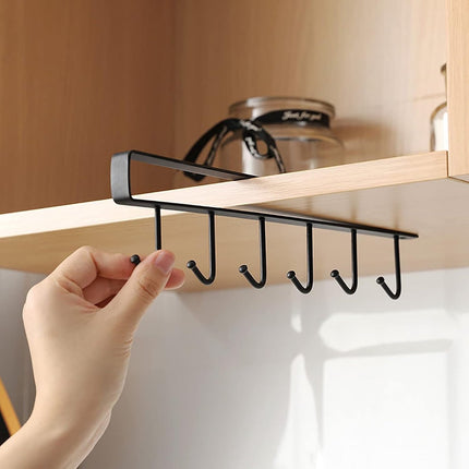 Storage rack - hooks - multifunctional hooks - nail-free hooks - storage accessories - suitable for cabinets, wardrobes and kitchen storage - black - 26.5*7.5 cm - shelf thickness less than 2.7 cm.
