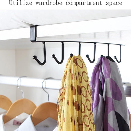 Storage rack - hooks - multifunctional hooks - nail-free hooks - storage accessories - suitable for cabinets, wardrobes and kitchen storage - black - 26.5*7.5 cm - shelf thickness less than 2.7 cm.