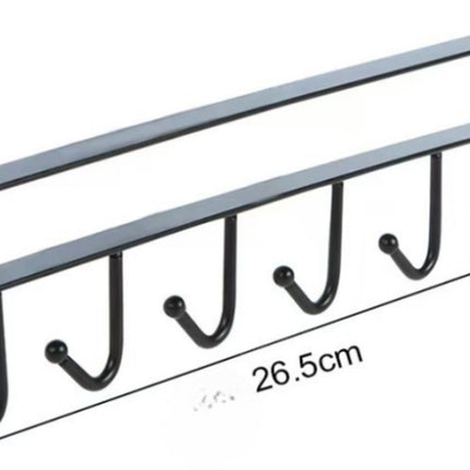Storage rack - hooks - multifunctional hooks - nail-free hooks - storage accessories - suitable for cabinets, wardrobes and kitchen storage - black - 26.5*7.5 cm - shelf thickness less than 2.7 cm.