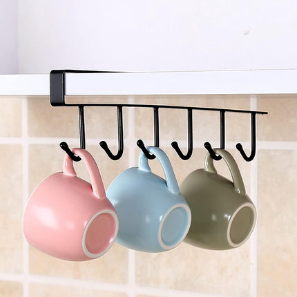 Storage rack - hooks - multifunctional hooks - nail-free hooks - storage accessories - suitable for cabinets, wardrobes and kitchen storage - black - 26.5*7.5 cm - shelf thickness less than 2.7 cm.