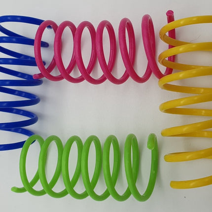Springs Cat Toys – 20 Cat Feathers in 4 Colors – Spirals.