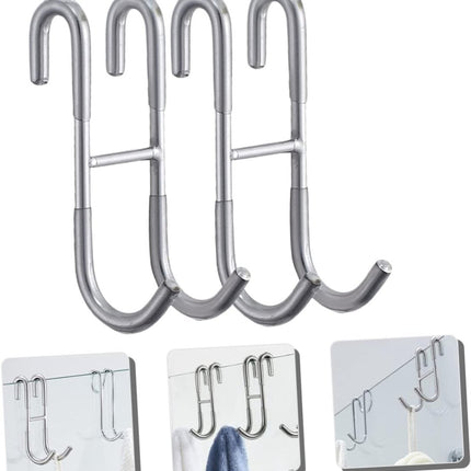Two-piece set of door hooks, suitable for hanging towels and other storage accessories..