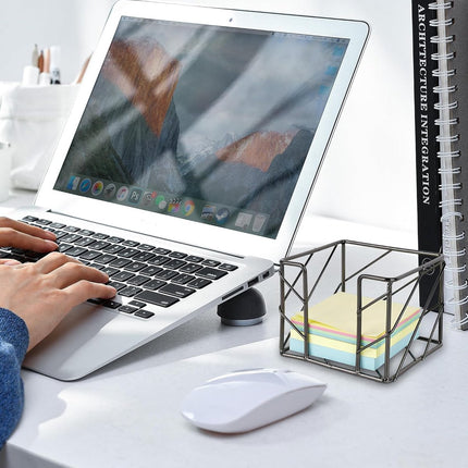 Sticky Note Organizer - Storage Rack - Metal Storage Rack - Creative Openwork Note Box - Desk Storage Accessories - Post-it Holder - Black.