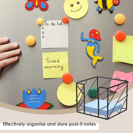 Sticky Note Organizer - Storage Rack - Metal Storage Rack - Creative Openwork Note Box - Desk Storage Accessories - Post-it Holder - Black.