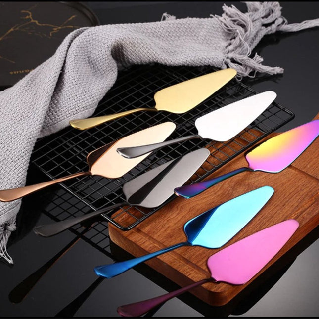 Cake Peel | Pizza Peel | Cake Cutter | Pizza Cutter | With Serrated Edge | Stainless Steel | Bronze.