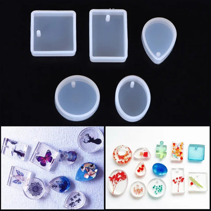 Epoxy molds for pendants - Silicone jewelry mold - Set of 5.