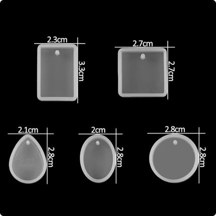 Epoxy molds for pendants - Silicone jewelry mold - Set of 5.