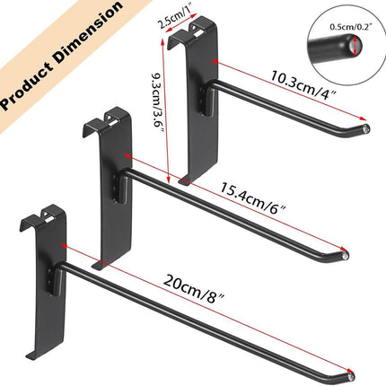 Gridwall Hooks 30 Pieces - 10/15/20cm - Iron - Black - Commercial Quality - Grid Wall Panels Accessory - Garage - Shop - Storage accessories.