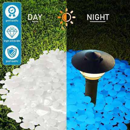 100x! Glow In The Dark Stones | Decorative Stones | Aquarium Pebbles | Garden Stones | Blue.