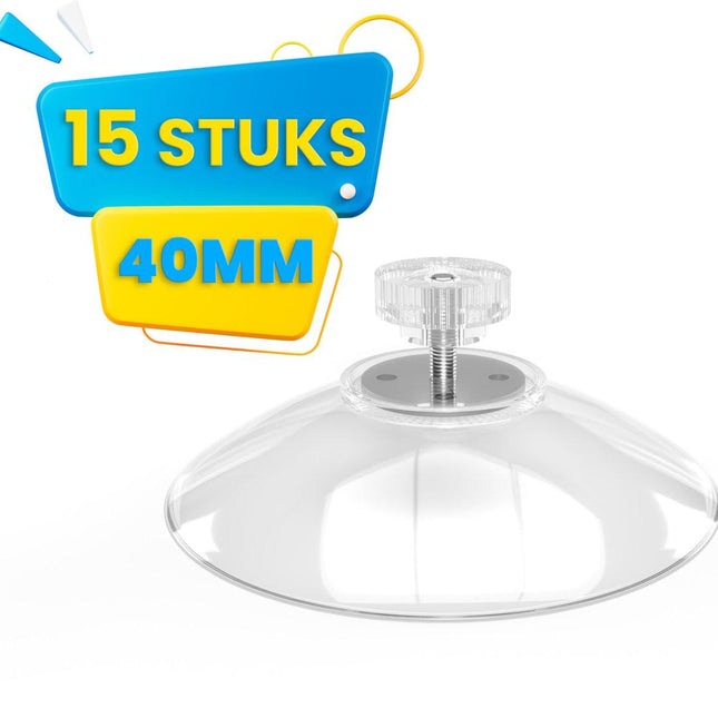 Brute Strength - 15 x Threaded Suction Cup - 40MM M4x10 - Suction cup with hook alternative to window film - sun protection suction cups - suction cup hooks - nut – bolt - glass - hanging hooks.