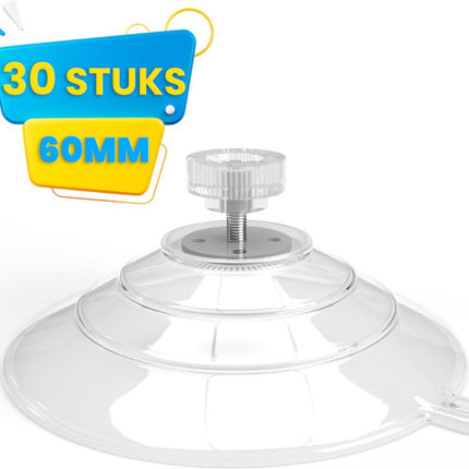 Brute Strength - 15 x Threaded Suction Cup - 40MM M4x10 - Suction cup with hook alternative to window film - sun protection suction cups - suction cup hooks - nut – bolt - glass - hanging hooks.