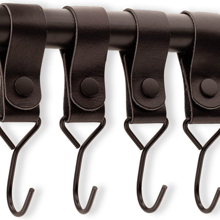 Brute Strength - Multifunctional Hook with Leather Loop - Cognac - 2 pieces - Coat Hook - Camping Hook - Leather - Hanging Hooks - Towel Hooks.