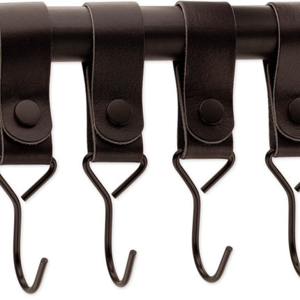 Brute Strength - Multifunctional Hook with Leather Loop - Cognac - 2 pieces - Coat Hook - Camping Hook - Leather - Hanging Hooks - Towel Hooks.