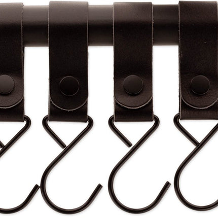 Brute Strength - Multifunctional Hook with Leather Loop - Cognac - 2 pieces - Coat Hook - Camping Hook - Leather - Hanging Hooks - Towel Hooks.