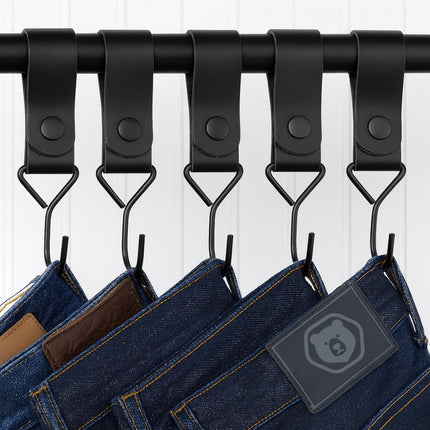 Brute Strength - Multifunctional Hook with Leather Loop - Cognac - 2 pieces - Coat Hook - Camping Hook - Leather - Hanging Hooks - Towel Hooks.