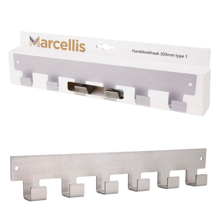 Marcellis - 1x Industrial towel hook - towel holder - hanging hook - 6 hooks - stainless steel.