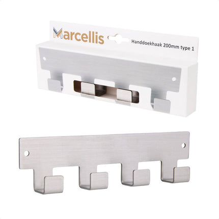 Marcellis - 1x Industrial towel hook - towel holder - hanging hook - 6 hooks - stainless steel.