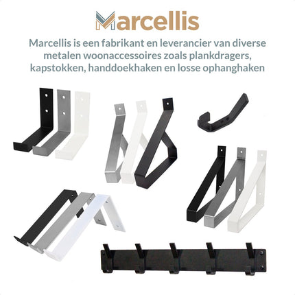 Marcellis - 1x Industrial towel hook - towel holder - hanging hook - 6 hooks - stainless steel.