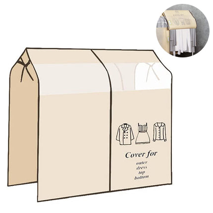 Dustproof Clothes Rack Cover Expandable Hanging Closet Cover Shoulder Dust Cover Clothes Protector for Coats Suits Dresses Beige.