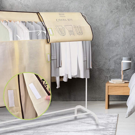 Dustproof Clothes Rack Cover Expandable Hanging Closet Cover Shoulder Dust Cover Clothes Protector for Coats Suits Dresses Beige.