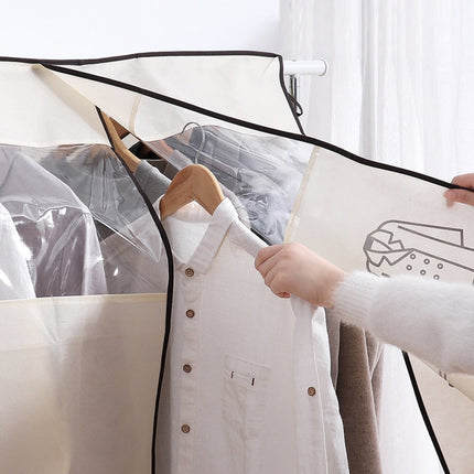 Dustproof Clothes Rack Cover Expandable Hanging Closet Cover Shoulder Dust Cover Clothes Protector for Coats Suits Dresses Beige.