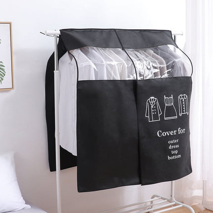 Dustproof Clothes Rack Cover Expandable Hanging Closet Cover Shoulder Dust Cover Clothes Protector for Coats Suits Dresses Black.