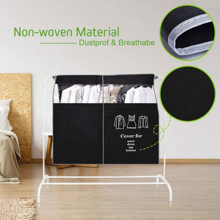 Dustproof Clothes Rack Cover Expandable Hanging Closet Cover Shoulder Dust Cover Clothes Protector for Coats Suits Dresses Black.