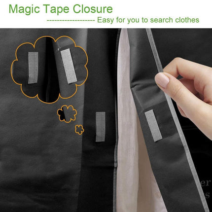 Dustproof Clothes Rack Cover Expandable Hanging Closet Cover Shoulder Dust Cover Clothes Protector for Coats Suits Dresses Black.