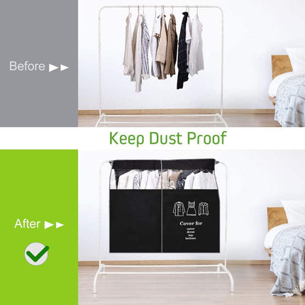 Dustproof Clothes Rack Cover Expandable Hanging Closet Cover Shoulder Dust Cover Clothes Protector for Coats Suits Dresses Black.