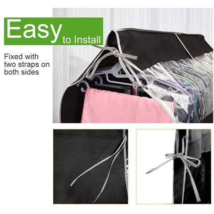 Dustproof Clothes Rack Cover Expandable Hanging Closet Cover Shoulder Dust Cover Clothes Protector for Coats Suits Dresses Black.