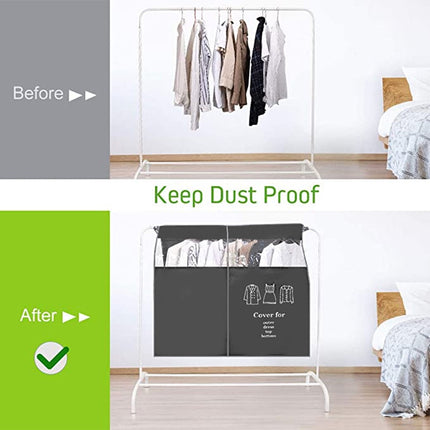 Dustproof Clothes Rack Cover Expandable Hanging Closet Cover Shoulder Dust Cover Clothes Protector for Coats Suits Dresses Grey.