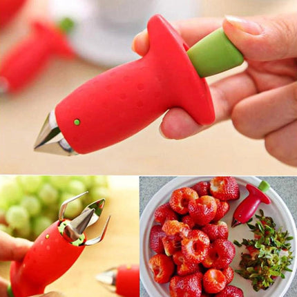 PEACNNG 2pcs Set Kitchen Fruit Gadget Tools Strawberry Slicer Cutter Strawberry Corer Strawberry Huller Leaf Stem Remover.