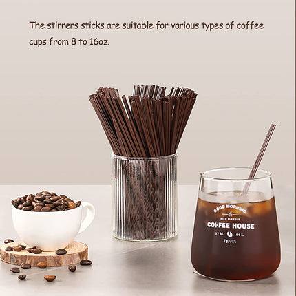 Tutuviw 100 Pieces Two Holes Coffee Stirrer Straw 2-in-1 Disposable Plastic Coffee Stir Sticks Coffee Stirrer Straw for Coffee Bars Office Restaurants Home Indoor Outdoor(Brown) 100PCS.