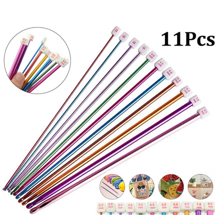 Ruibeauty 11Pcs Long Tunisian Afghan Crochet Hooks Aluminum Knitting Needles 10.6.