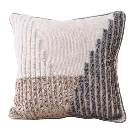 Walbest Boho Throw Pillow with Braided Rope Pattern And Tassels Soft Cotton Linen Textured Cushion for Sofa Bed Office 45x45cm C.