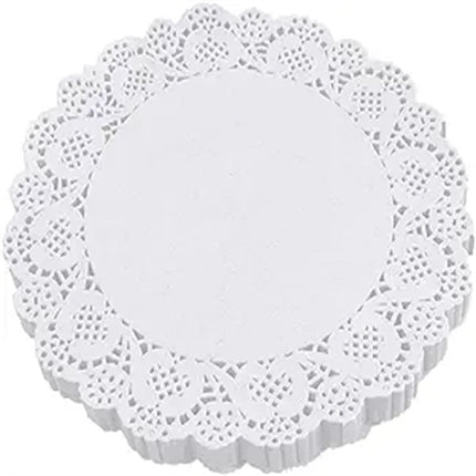 Lace Paper Placement, 12 inch Round White Paper Placement, Disposable Paper Placemats, for Wedding, Birthday, Cakes, Desserts, Tableware Food Decoration, Pack of 100.