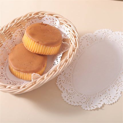 Lace Paper Placement, 12 inch Round White Paper Placement, Disposable Paper Placemats, for Wedding, Birthday, Cakes, Desserts, Tableware Food Decoration, Pack of 100.